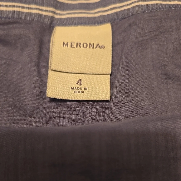 Merona Blue and White Pleated A-Line Skirt 4 - Picture 2 of 2